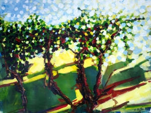 Vineyard, landscape art painting